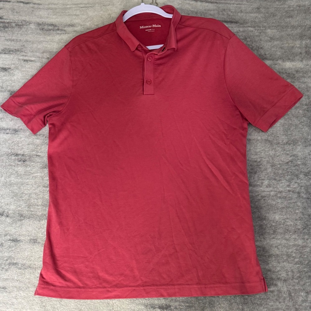 Mizzen+Main Men Trim Fit Performance Polo Shirt Red Short Sleeve Medium 1KS-1738